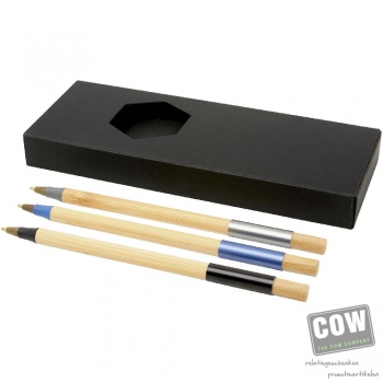Afbeelding van relatiegeschenk:Kerf 3-delige bamboe pennenset